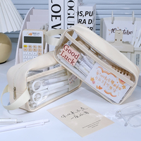 Vente en gros Sac à crayons multifonction transparent Sac à crayons en PVC transparent pour étudiants adolescents avec fermeture éclair et poignée