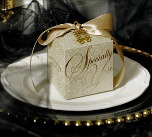 Gold Sliver Square 7*7*7cm candy boxes favor gifts box for wedding favors party giveaways packaging