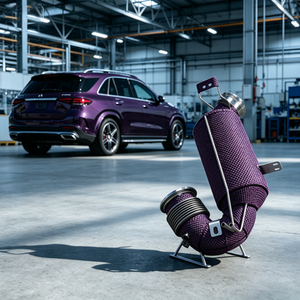 Downpipe à haut débit en acier inoxydable SS304 pour Mercedes Benz GT50 GT53 GLE53 E53 CLS53 M256 3.0T avec bouclier thermique violet et options de couleurs multiples - Product Image 1