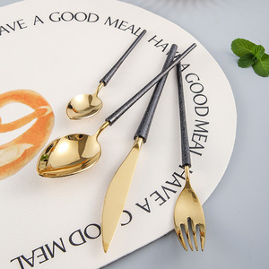 Stainless Steel Hammered Mirror Finish Steak Knife Fork Spoon Set Luxury Retro Western Style <b>Dinnerware</b> - Product Image 4