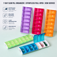Organisateur de pilules hebdomadaire 7 jours, 7 compartiments, boîte à médicaments portable, étui de voyage pour compléments alimentaires, sans BPA, logo personnalisé, vente en gros, étui YH-2
