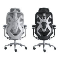 Chaise de bureau ergonomique haut de gamme à dossier haut, en maille grise, réglable, pour le gaming, avec accoudoirs 6D, pivotante et style de dossier personnalisable