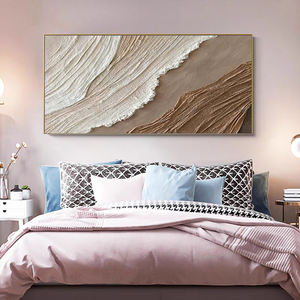 Mintura, arte de pared minimalista personalizado, venta al por mayor, textura 3D, imagen de onda abstracta, pintura al óleo acrílica marrón y blanca sobre lienzo - Product Image 6