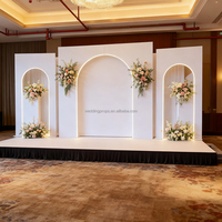 Toile de fond de mariage en acrylique PVC blanc personnalisé, piliers modernes et luxueux en forme d'arche, pour événements, fêtes, réception, décoration