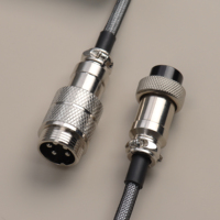 Câble enroulé double gaine couleur GX12 noir, connecteur Mini XLR YC8 4 broches 5 broches pour aviation, clavier, USB-C