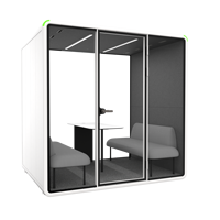 Cabina de Oficina Insonorizada Móvil para Exteriores con Cuatro Asientos, Cabina Acústica Modular Tipo Sofá para Reuniones de Pequeños Grupos