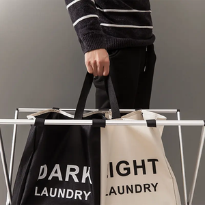 Panier <span class=keywords><strong>Landry</strong></span> pliable 3 compartiments en tissu Oxford panier à linge pliable imperméable sac pour vêtements sales - Product Image 6