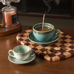 Nhật bản-phong cách tối giản Lò Nung nhiều màu Gốm cốc cà phê chiếc đĩa đặt giá trị cao pha cà phê nghệ thuật <span class=keywords><strong>Espresso</strong></span> Cup cho phong cách Hàn Quốc - Product Image 3