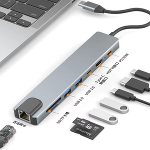 ฮับอลูมิเนียมอัลลอยด์ประเภทซี 8 อิน 1 พร้อมเครื่องอ่านการ์ดเอสดี HDMI 2.0 สำหรับการขยายแล็ปท็อป - Product Image 2