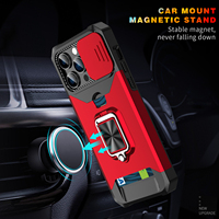 Armure coque de téléphone pour téléphone 15 14 pro max 13 12 11 xs xr support d'anneau magnétique fenêtre de poussée housse de protection 8 Plus