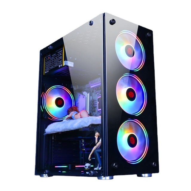 Cast Iron Integrated Double-Sided Tempered Glass Full Side Permeable Cooling Desktop Computer-ATX Gaming Mid Tower Mini Atx case