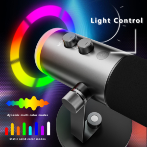 Microphone dynamique RGB de studio, équipement professionnel pour le gaming et les podcasts, avec un élégant support de microphone RGB - Product Image 6
