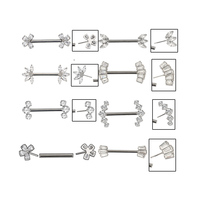 Morden Nipple Ring Titanium Push in CNC Set 5 CZ Threadless Body Piercing Jewelry Wholesale