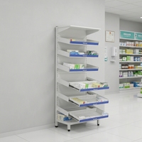 Apotheken-Edelstahlregal mit Einzelschienenführung, sechsstufig, für den Innenbereich von Krankenhäusern, medizinische Aufbewahrungseinheit für Einzelhandel und Krankenhäuser