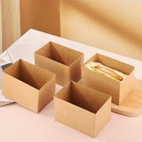 Emballage écologique pour restaurant, boîte à sandwich pliable en papier kraft personnalisée pour hamburger, restauration rapide, dégradable