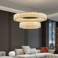 Lustre de luxe à deux niveaux en forme de tambour, luminaire suspendu pour villa, hall d'hôtel, salon, salle à manger, restaurant, décoration intérieure