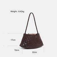 Tas Selempang Wanita Model Anyaman Vintage Trendi, Bahan Kulit PU, Dilengkapi Kantong Serut di Dalam