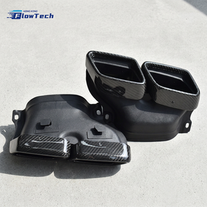 Puntas de escape cuadradas de fibra de carbono estilo AMG para Mercedes W205 Clase C, GLE, GLS, Clase S con núcleo de acero inoxidable - Product Image 2