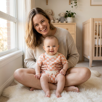 Ensemble de vêtements pour bébé en coton tricoté à carreaux personnalisable, col rond, manches courtes, 2 pièces