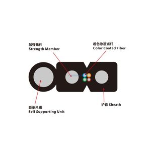 Câble de branchement autoportant 2*5mm de type arceau, câble plat FTTH 1-12 fibres avec messager en fil d'acier pour réseau FTTH aérien - Product Image 3