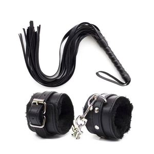 <span class=keywords><strong>Fouet</strong></span> en cuir Flogger avec menottes de sexe en peluche Set Couple Esclave SM Retenue Bondage Jeux Accessoires Femmes Sex Toys - Product Image 1