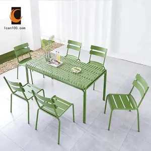 Juego de sillas y mesas de Metal para restaurante, mobiliario moderno para exterior, novedad, gran oferta