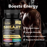 Compléments alimentaires en capsules de Shilajit de marque privée, stimulant énergétique, soutien immunitaire pour adultes, pilules de haute qualité pour la santé masculine