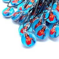 Pendentif rond en verre à breloques, bijoux de Figure de jésus Photo catholique Maria, collier à motif coloré, cadeau en cristal de 25 mm