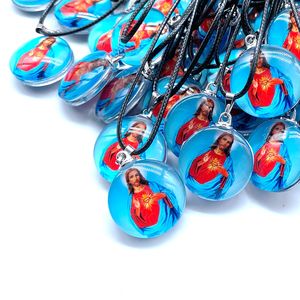 Colgante redondo de cristal con foto de Jesús, colgante de cristal de 25 mm con patrón colorido de joyería de la figura de la Santa María - Product Image 4