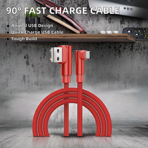 สายชาร์จเร็ว HANTAI 90 ความยาว 1 เมตร สายถักไนลอนแบบ Type-C USB หัวงอ 90 องศา ตัวนำทองแดงแท้ สำหรับ IOS และคอมพิวเตอร์ - Product Image 2