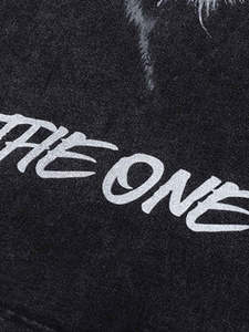 T-shirt noir surdimensionné pour homme avec imprimé panthère, style streetwear, manches courtes, col rond, jersey de coton, logo The One sur le devant - Product Image 5