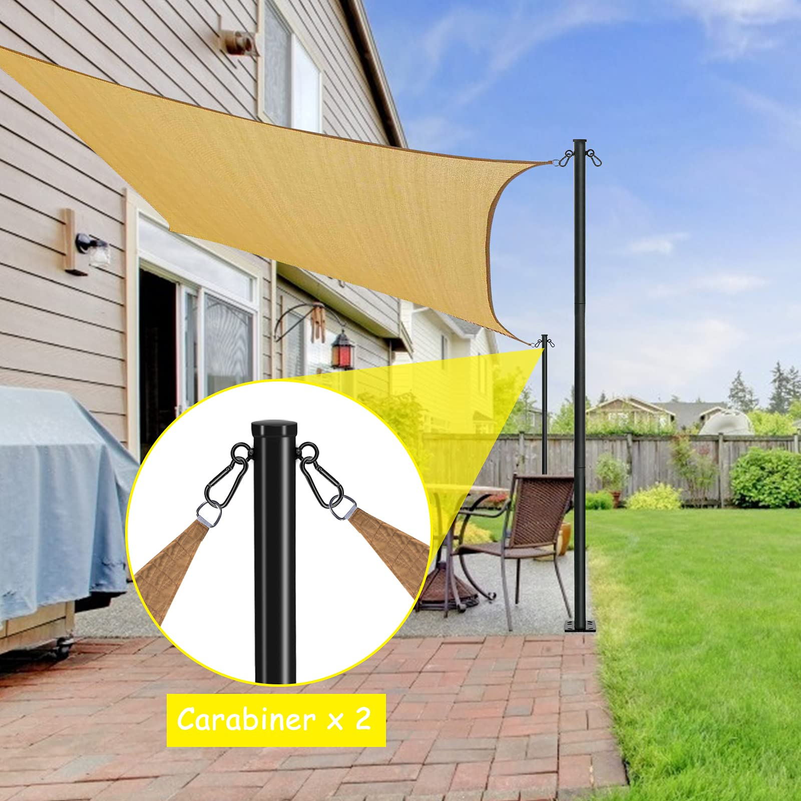 JHMech Sunshade Sun Shade Poles Galvanized Steel Pole Outdoor Uv Protection Pole _JHMech