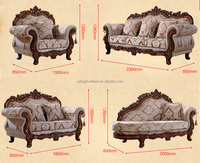 Ensemble de canapés en tissu rétro européen, luxe royal, ensemble de canapés 1+2+3 places, salon, hôtel, villa, hôtel, canapé en bois massif haut de gamme