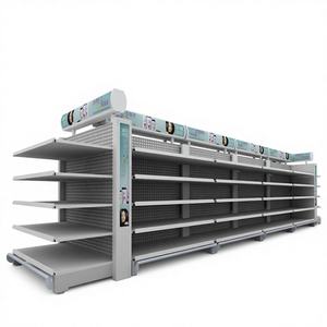 Estantería metálica góndola, estante <span class=keywords><strong>de</strong></span> exhibición <span class=keywords><strong>de</strong></span> Metal para tienda <span class=keywords><strong>de</strong></span> comestibles, estantes/estante <span class=keywords><strong>de</strong></span> supermercado <span class=keywords><strong>de</strong></span> compras usados - Product Image 1