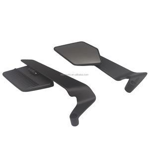 Rétroviseur universel <span class=keywords><strong>pliable</strong></span> en aluminium pour <span class=keywords><strong>moto</strong></span>, grand miroir clair, design aile de vent, montage latéral réglable - Product Image 3