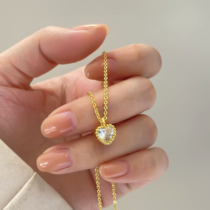 Wholesale Fashion <b>Heart</b> Necklace High Quality Jewellery <b>Heart</b> <b>Shape</b> Zirconia Fine Necklace Jewelry Women - Product Image 3