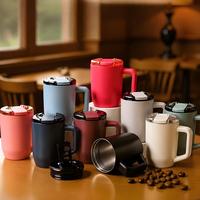 Nouvelle conception 2026 – Tasse de voyage isotherme sans BPA de 450 ml, idéale pour le camping, pour boissons chaudes et froides, avec couvercle anti-fuite – Vente chaude