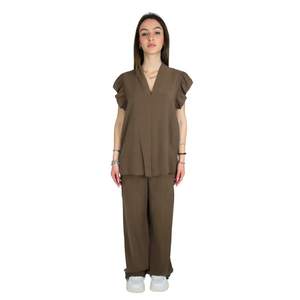 Pantalon pour femme Take Two DKE8636, couleur camel, coupe large, taille haute, décontracté - Product Image 4
