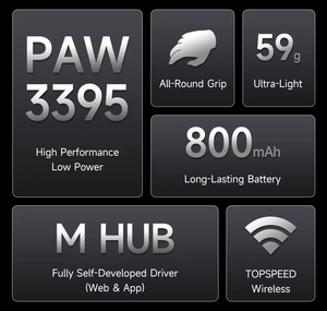 MCHOSE G3 V2 เมาส์สำหรับเล่นเกมไร้สาย PAW 3395 เซ็นเซอร์ไตรโหมด 26000DPI เซ็นเซอร์ความแม่นยำสูงเมาส์สำหรับเล่นเกมสำหรับแล็ปท็อปพีซี - Product Image 3