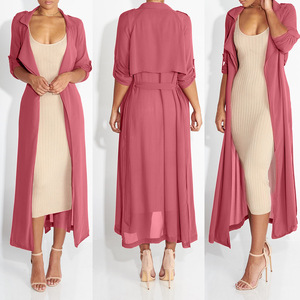 Women's Long Sleeve Chiffon Lightweight <strong>Maxi</strong> Sheer Duster <strong>Cardigan</strong> - Product Image 3
