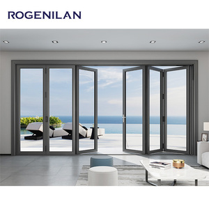 <span class=keywords><strong>Porte</strong></span>-fenêtre coulissante en accordéon à double vitrage personnalisée, pliable, en aluminium imperméable, portes pliantes en verre pour l'extérieur - Product Image 5