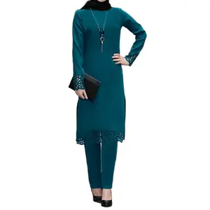 Zifeng OEM Ropa Islamica Nuevo vestido musulmán de dos piezas de corte floral Abaya para mujer