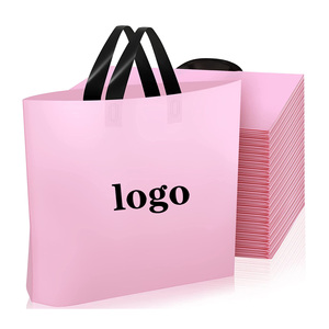 Custom logo Shopping Merchandise Wedding Gift Retail Frosted pink with Handle Reusable Bags Plastic