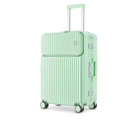 2023 sıcak satış dizüstü ön açık cep bavul TSA kilidi ile taşınabilir çekme çubuk durumda bagaj çantası