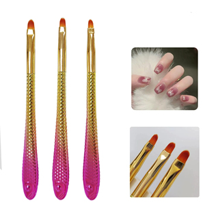 Pinceau à ongles en nylon avec manche métallique, 5mm 7mm 9mm, pour nail art, logo personnalisé, outils de peinture et de design pour manucure professionnelle - Product Image 2