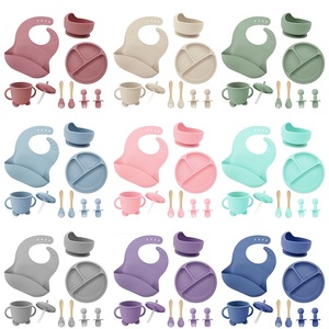 Custom 304 Stainless Steel Baby <b>Dinnerware</b> <b>Set</b> <b>8</b> Piece BPA Free Microwave Safe Silicone Plate Bowl Toddler Feeding Kit - Product Image 4