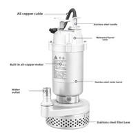 Pompe submersible pour eaux usées en acier inoxydable, qualité 304/316, anti-corrosion, résistante aux acides et aux alcalis, haute pression, moteur triphasé 1.5