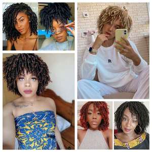 Peluca de <span class=keywords><strong>rastas</strong></span> al por mayor, peluca rizada corta trenzada con flequillo, pelucas rasta realistas para cosplay - Product Image 6