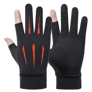 Autonomy Gants de protection solaire en soie glacée pour hommes, demi-doigts, respirants, antidérapants, pour la conduite, le cyclisme, la pêche, le travail de livraison, taille unique - Product Image 2