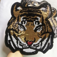 Offre Spéciale – Écussons Brodés 3D en PU Appliqué avec Paillettes, Motif Tigre, Thermocollants, 24*21cm, Taille Personnalisable
